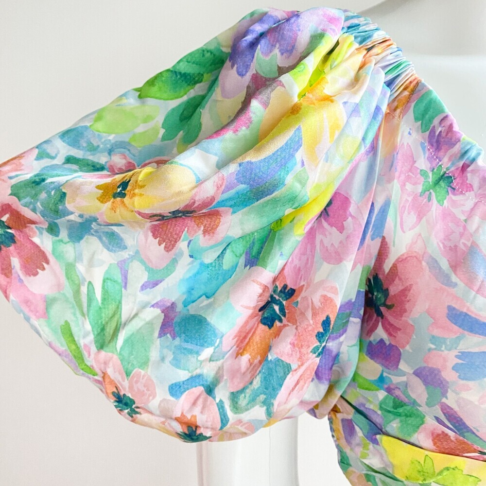 For Love and Lemons Colourful Puff Sleeve Crop Top S - Picture 7 of 13